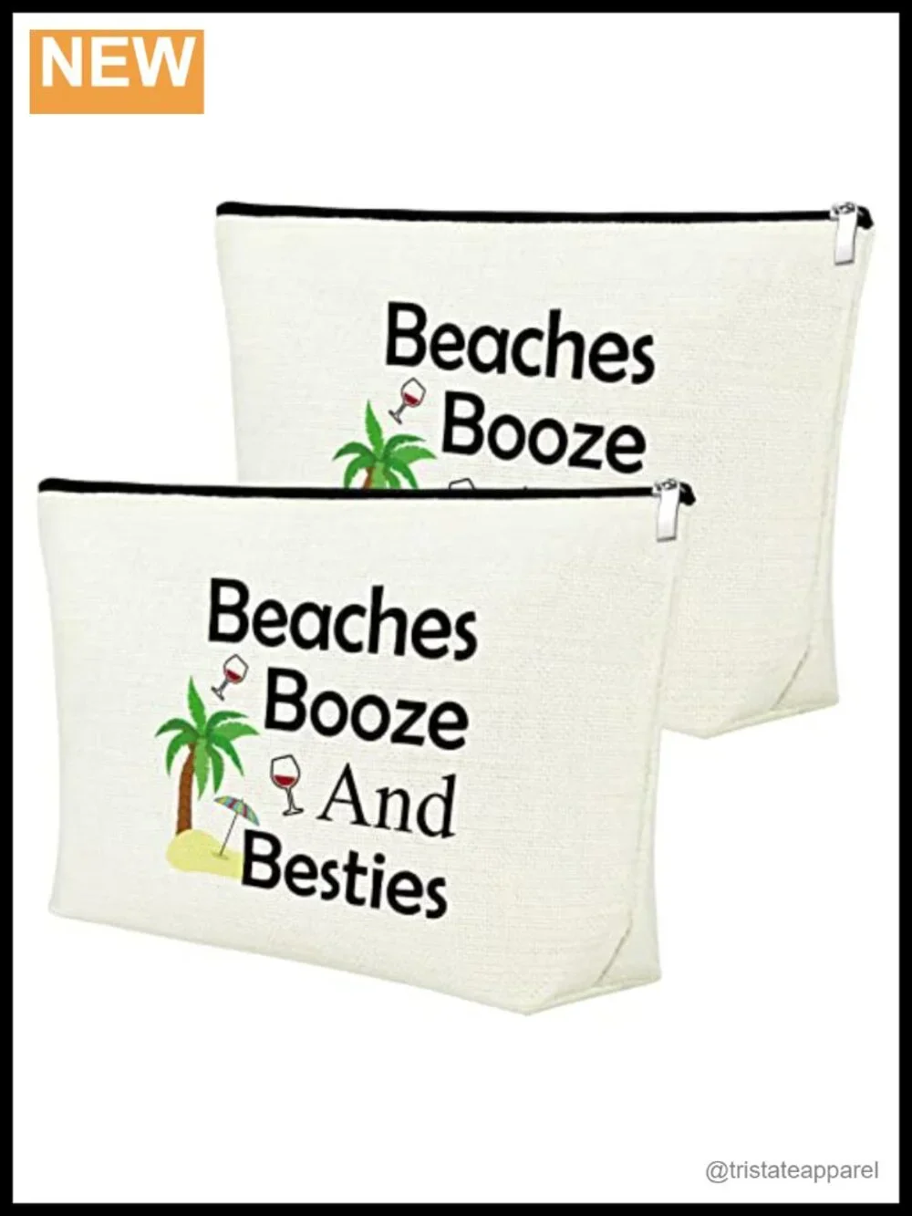 Beach Lover Cosmetic Bag Travel Makeup Pouch Cotton Linen